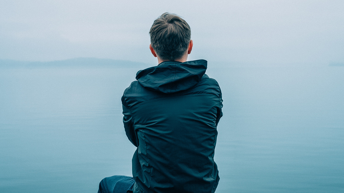 a man sitting alone