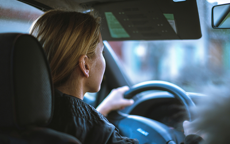 Woman driving alone