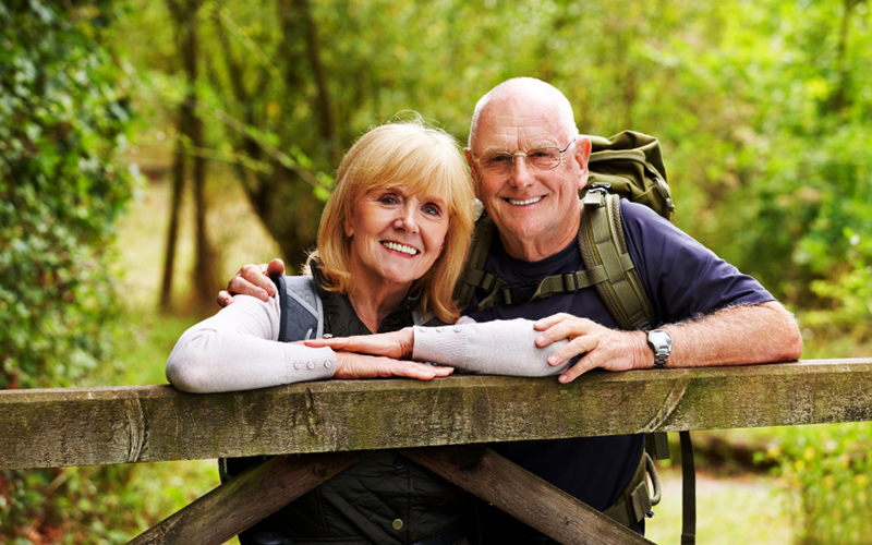 Older couple hiking