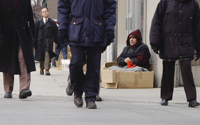 homeless person on the street