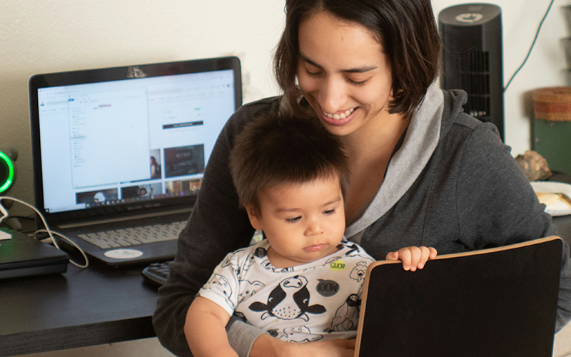 Working mom with child