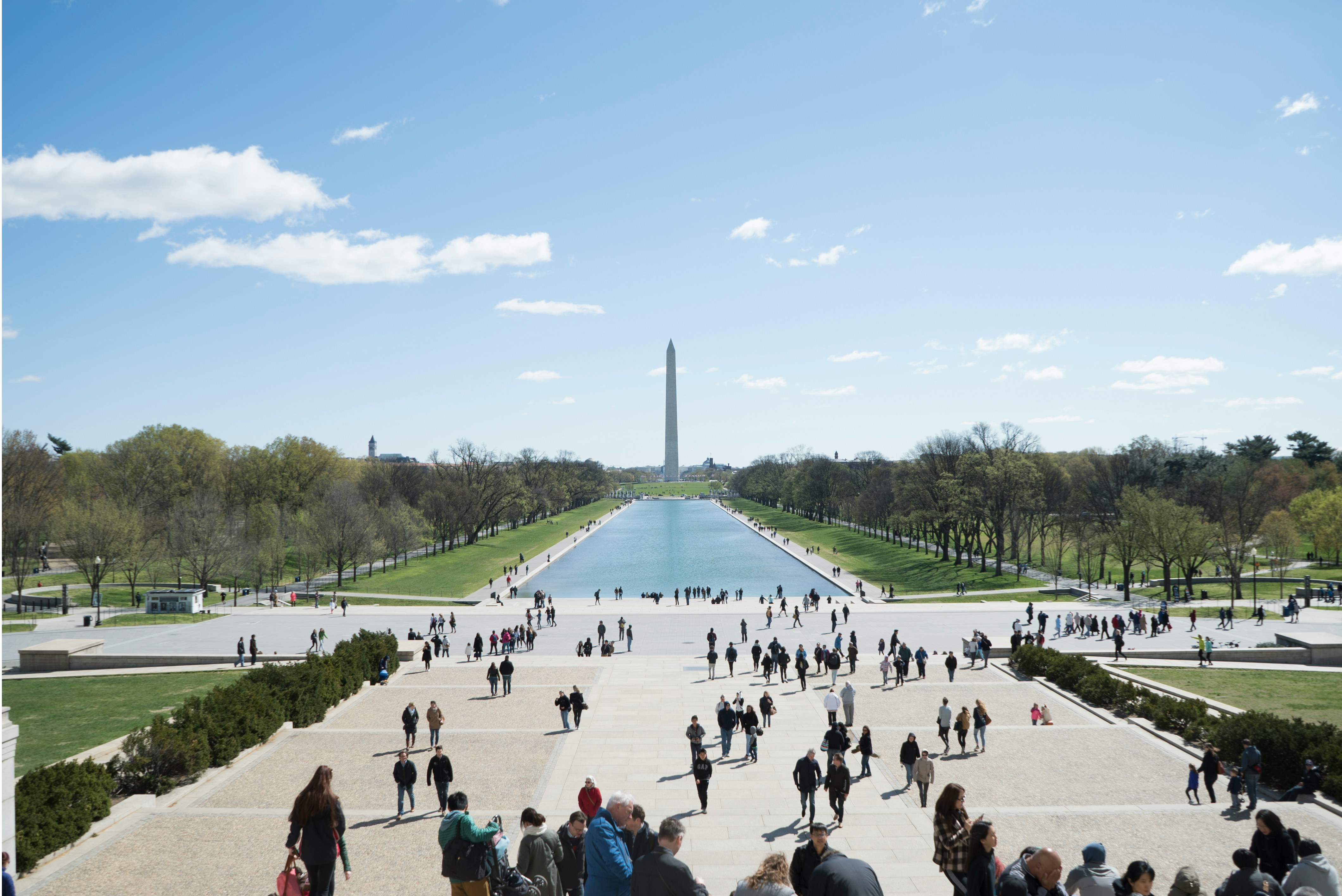 DC mall with Washington Monument in background