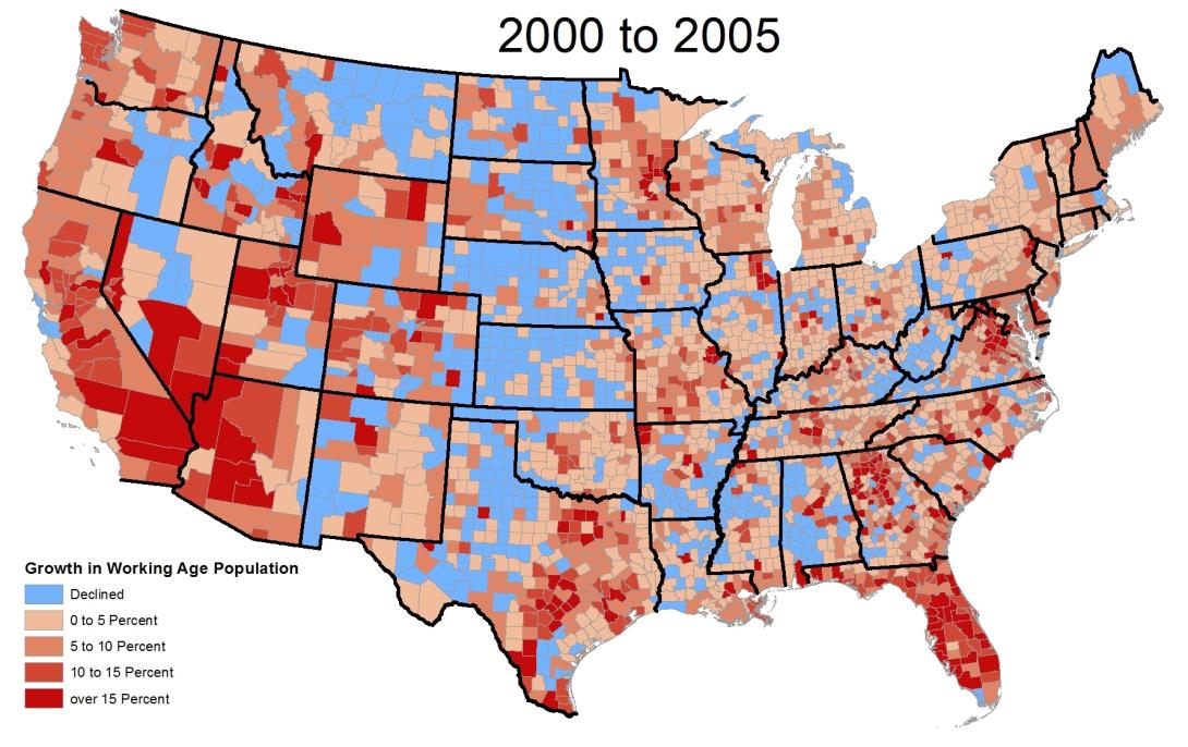 Working Age Population Change: 2000-2005